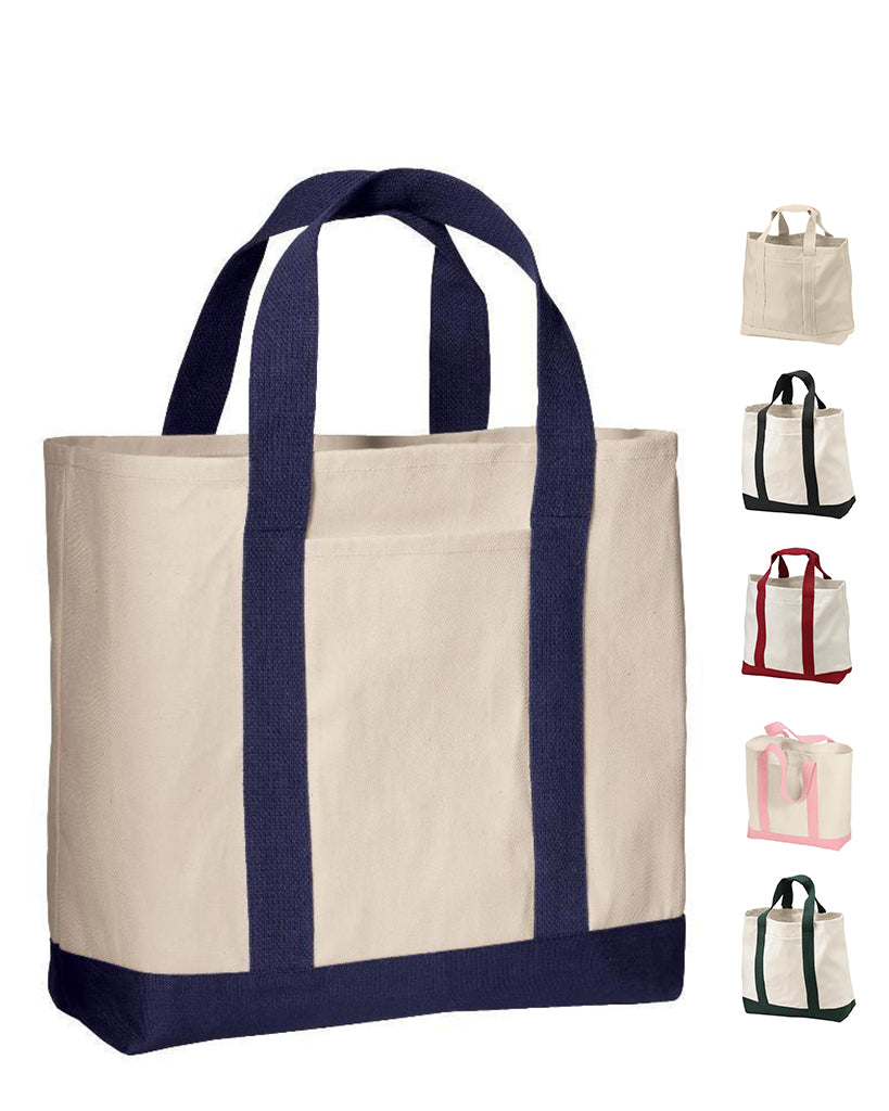 48 ct Heavy Canvas Twill Two Tone Shopping Tote Bag - By Case