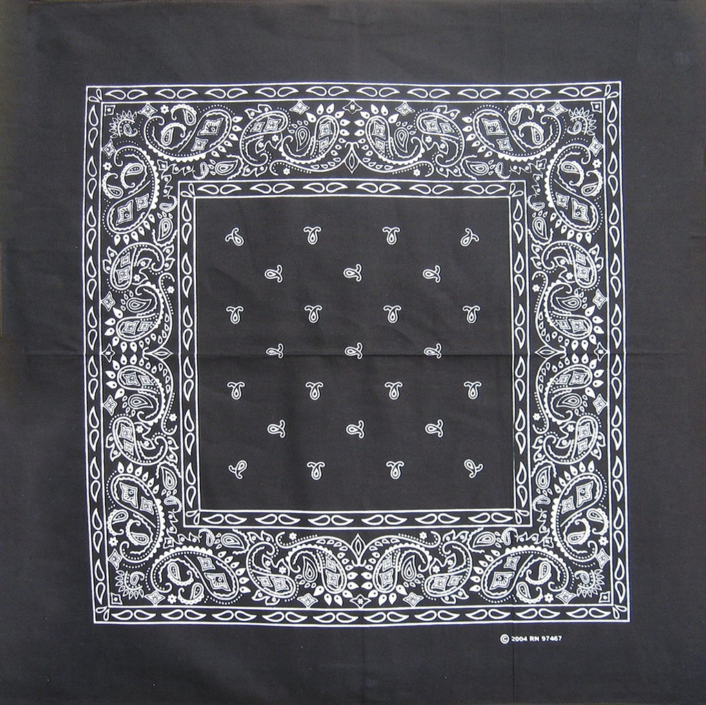 Black Paisley Bandanas - Case - 50 Dozen 18x18