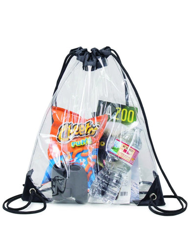 6 ct Quality Clear Vinyl Drawstring Tote Bag - Pack of 6