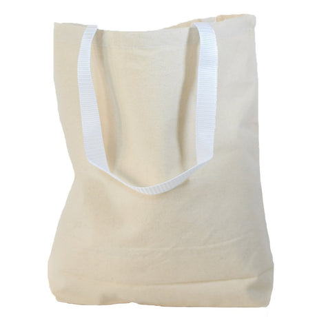 12 ct 100% Cotton Canvas Tote Bags with Color Handles - By Dozen