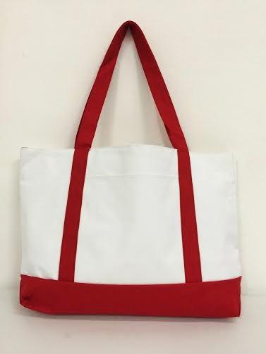 Economical Red Cotton Tote Bag.