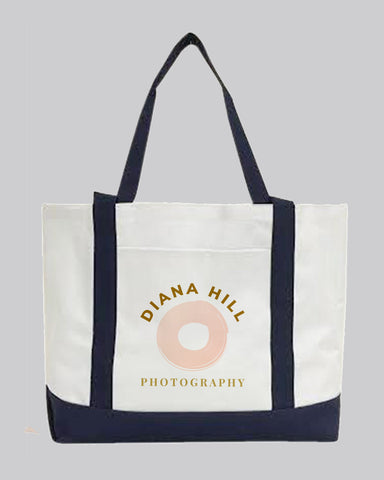 Customized Grocery Shopping Tote Bag With Large Outside Pocket - Personalized Tote Bags With Your Logo - PBPC