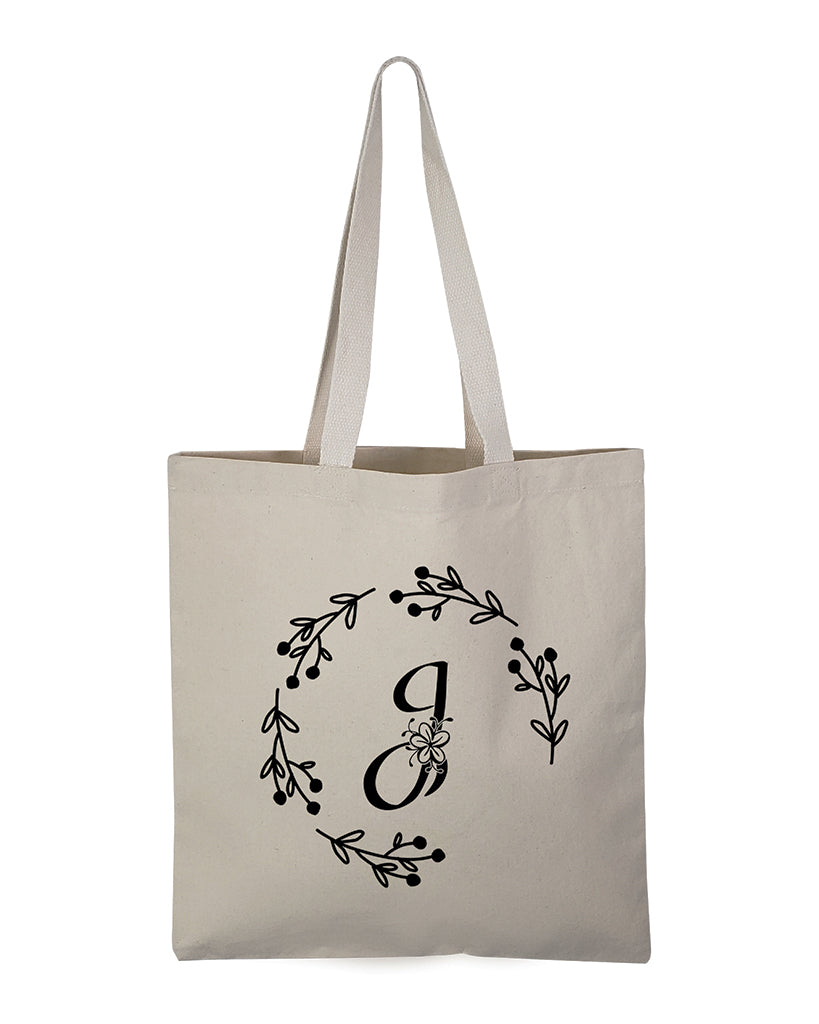 ''J'' Letter Initial Canvas Tote Bag - Initials Bags
