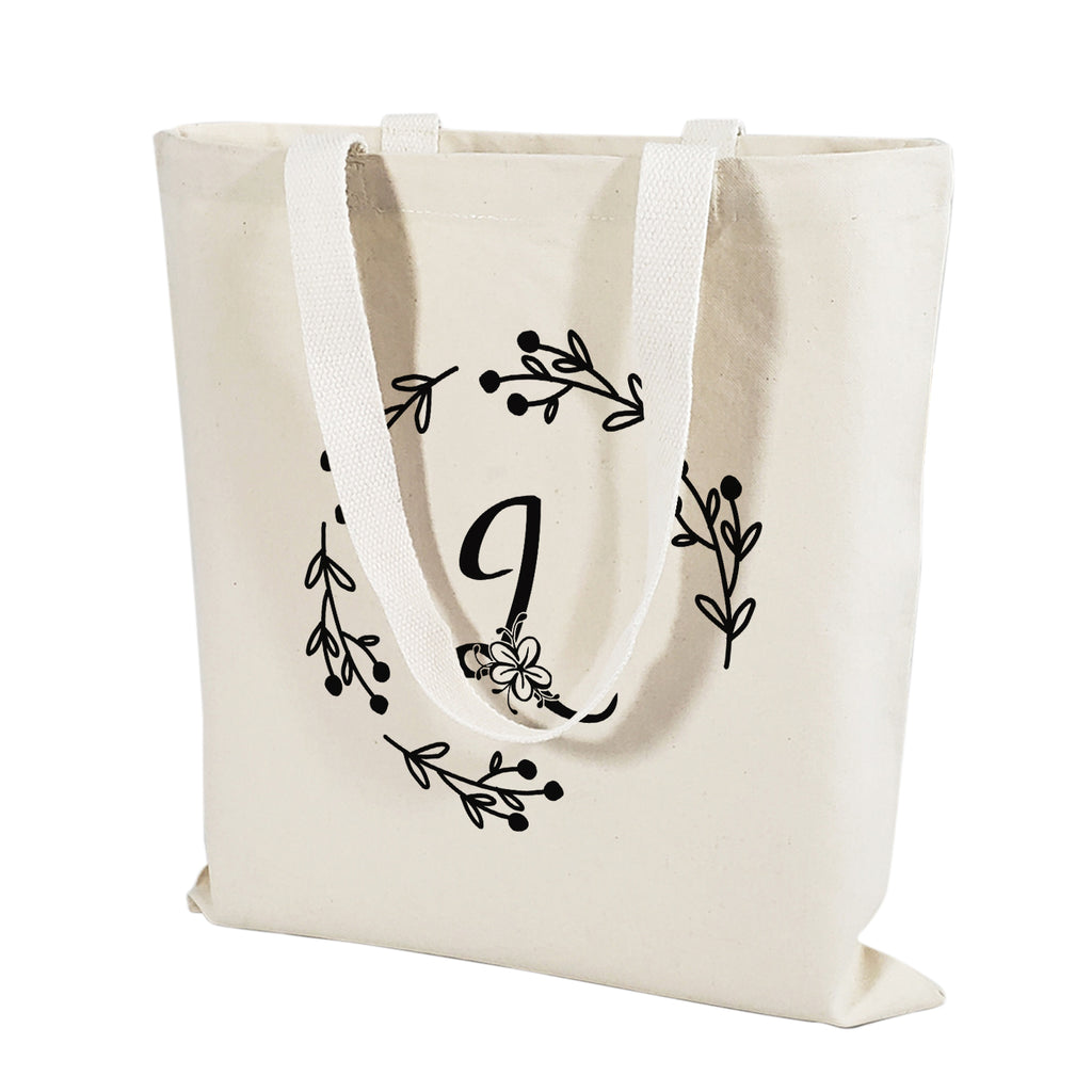 L'' Letter Initial Canvas Tote Bag - Initials Bags - Logo Tote