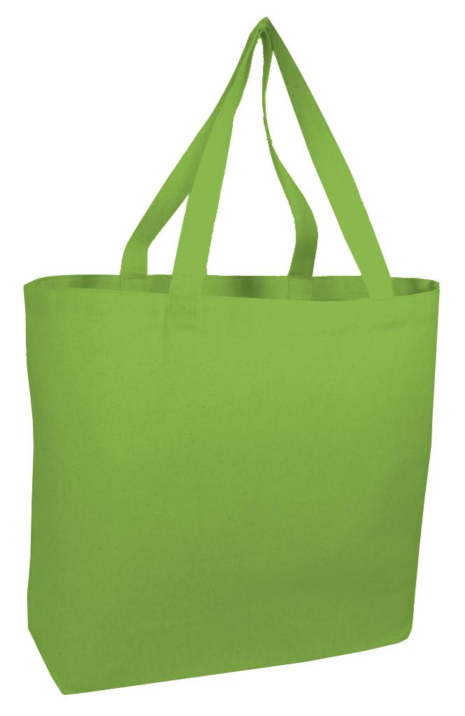 Tote Bag Economical Canvas Colors, 100% cotton,12 Each - Lime Green