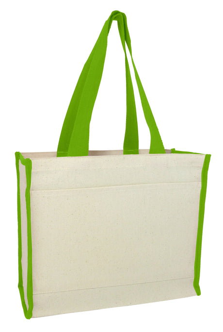 72 ct Heavy Canvas Tote Bag with Colored Trim - By Case