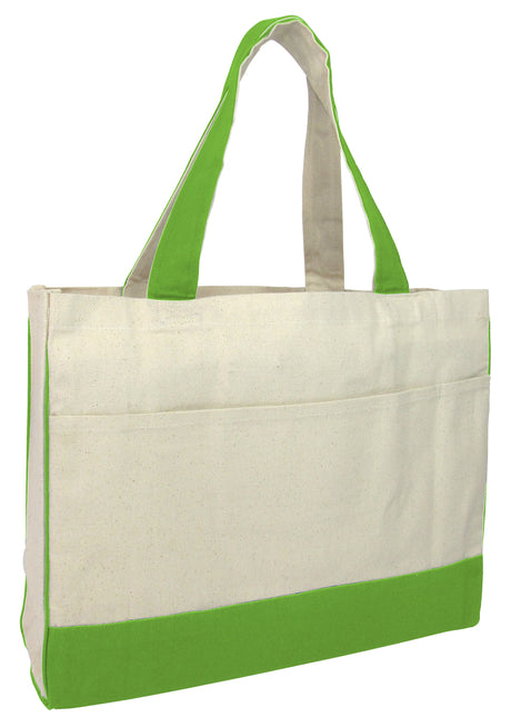 12 ct Cotton Canvas Tote Bag with Inside Zipper Pocket - By Dozen