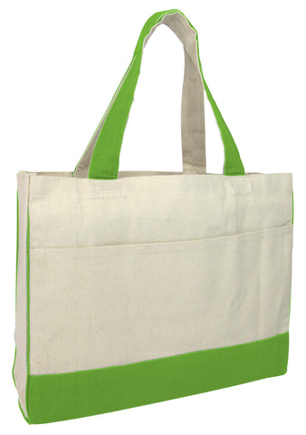 12 ct Cotton Canvas Tote Bag with Inside Zipper Pocket - By Dozen - Alternative Colors