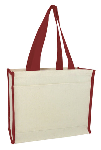 12 ct Heavy Canvas Tote Bag with Colored Trim - By Dozen - Alternative Colors