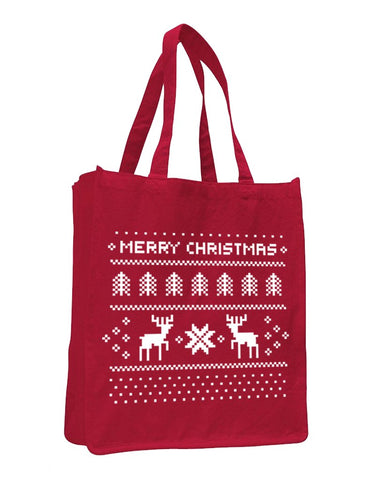 72 ct Merry Christmas Jumbo Size Heavy Canvas Tote Bag - By Case