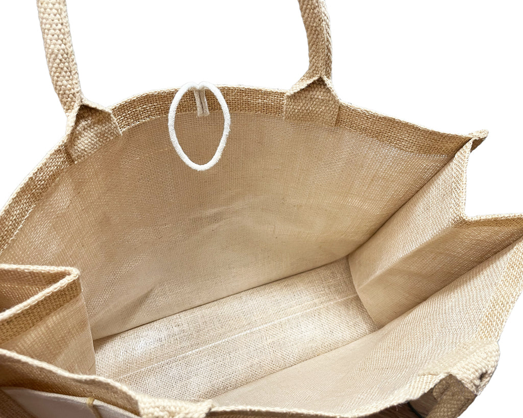 6 ct Milan Jute Tote Bags with Canvas Front Pocket - Pack of 6