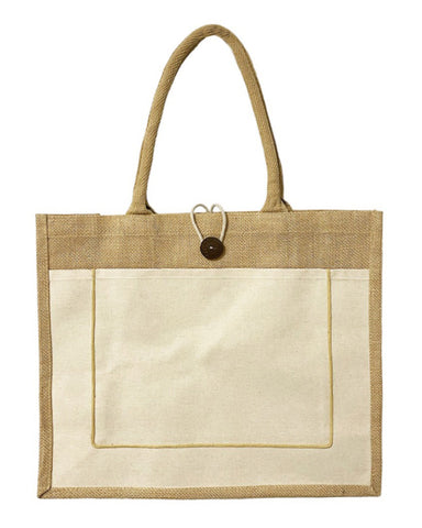 Milan Jute Tote Bags with Canvas Front Pocket