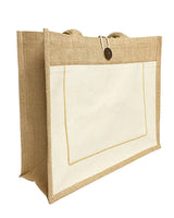 48 ct Milan Jute Tote Bags with Canvas Front Pocket - By Case