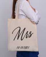 Black Color Mrs Tote Bag - Bridal-Wedding Tote Bags