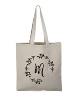 ''M'' Letter Initial Canvas Tote Bag - Initials Bags
