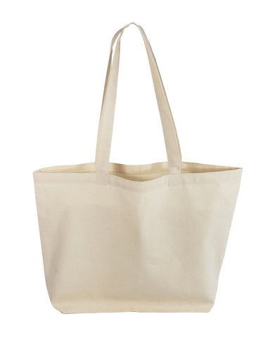 12 ct Large Size Light Canvas Tote Bag with Long Handles - By Dozen