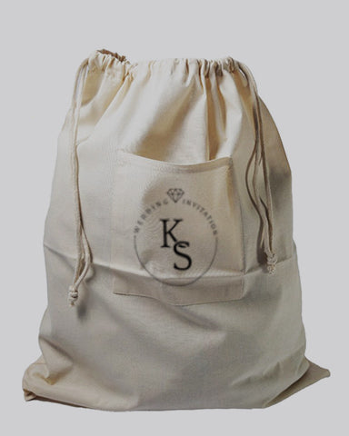 Styled Basics Customizable White Drawstring Bag, Cotton, One Size