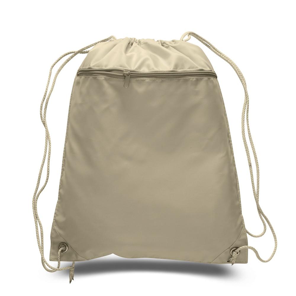 12 ct Promotional Polyester Drawstring Bags with Front Pocket - By Doz