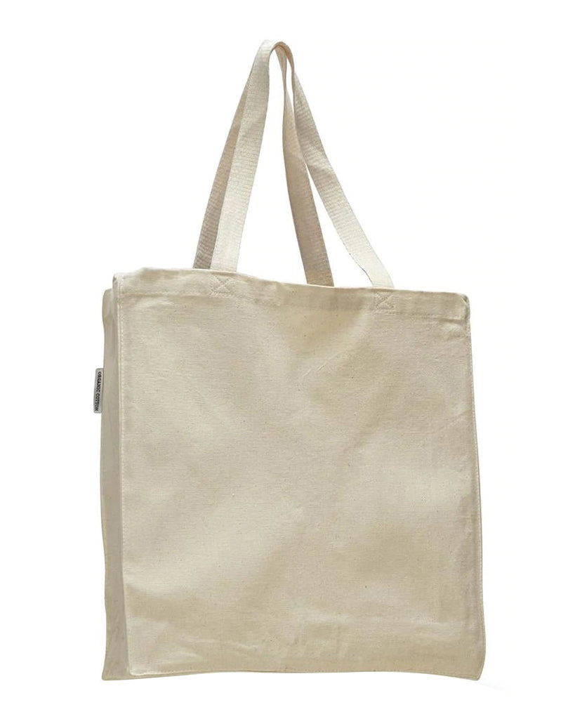 12 ct Organic Canvas Self Standing Grocery Shopper Tote Bags - By Dozen