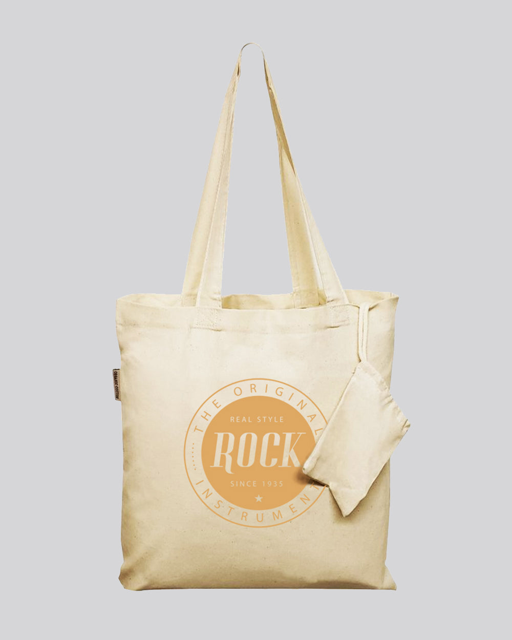 Foldable Cotton Tote Bags w/ Drawstring Pouch - Organic Foldable Tote Bags With Your Logo