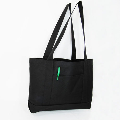 Black Sturdy Shopping Tote Bags Solid With PVC Backing