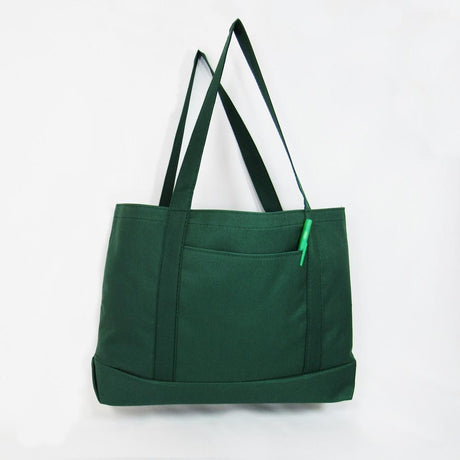 Forest Green Sturdy Shopping Tote Bags Solid With PVC Backing