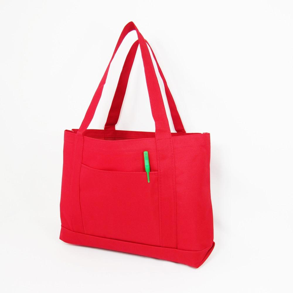 Red Sturdy Shopping Tote Bags Solid With PVC Backing