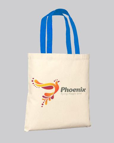 Color Handle Customized Cotton Tote Bags / Promo Logo Tote Bags Two Tone - TB160