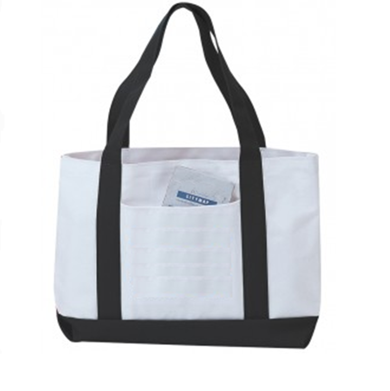 6 ct Grocery Shopping Tote Bag With Large Outside Pocket - Pack of 6