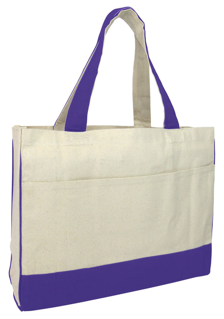 48 ct Cotton Canvas Tote Bag with Inside Zipper Pocket - By Case - Alternative Colors