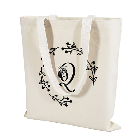 ''Q'' Letter Initial Canvas Tote Bag - Initials Bags