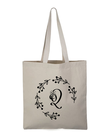 ''Q'' Letter Initial Canvas Tote Bag - Initials Bags