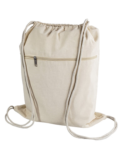 Zippered Cotton Canvas Drawstring Bag Backpack BPK19
