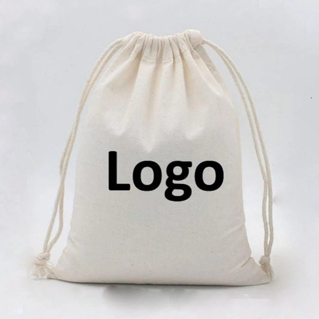 White cotton cheap drawstring bag