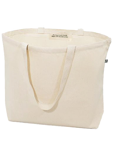 Large Recycled Laundry Tote Bag, Reusable, 21x9x17