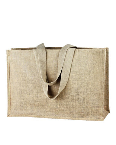 6 ct Extra Large Jute - Burlap Shopping Tote Bags - TJ879 - Pack of 6