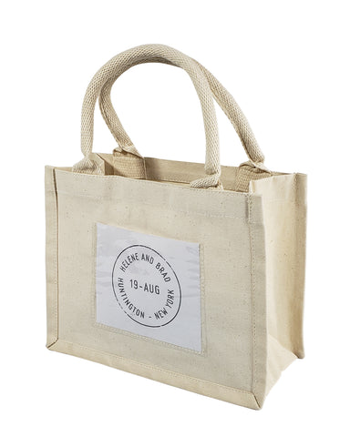 6 ct Natural Canvas Wedding Favor Tote Bags with Front Pocket - Pack of 6