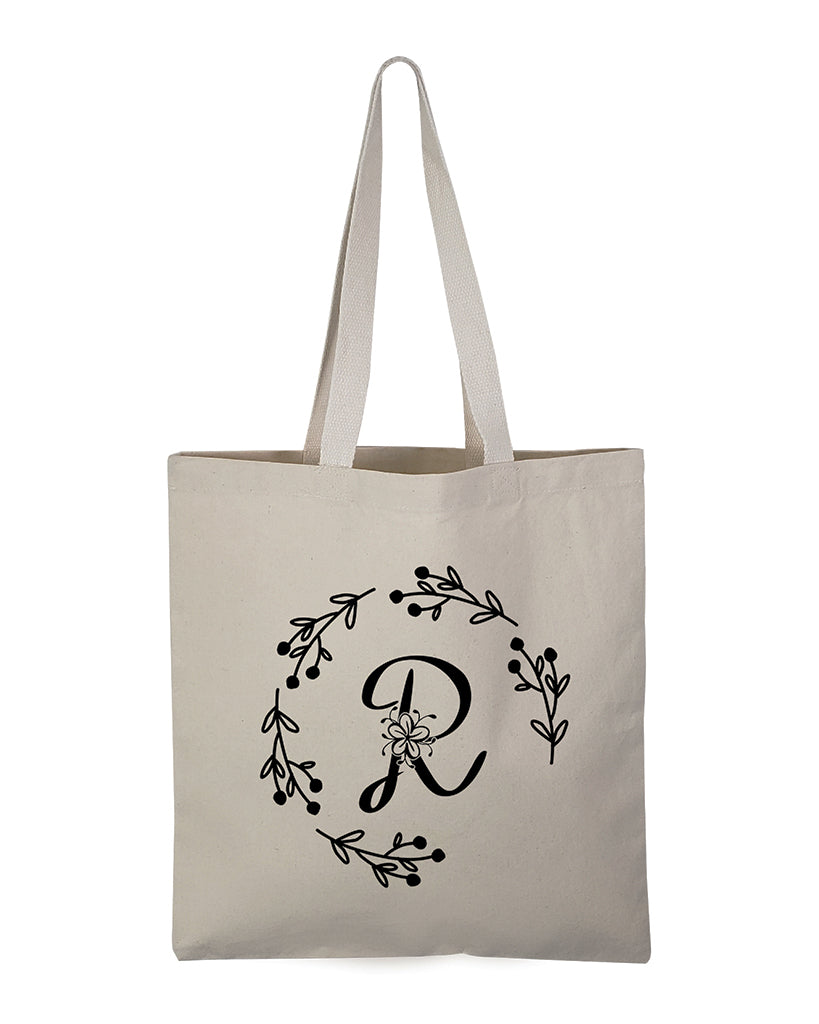 R Letter Initial Canvas Tote Bag Initials Bags