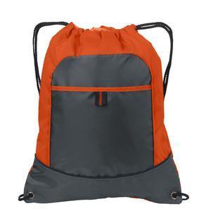 Cheap Drawstring Bags orange Two Tone Pocket Cinch Pack