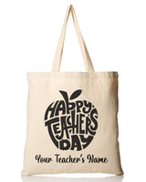 Happy Teacher's Day Apple Customizable Tote Bag - Teacher's Tote Bags