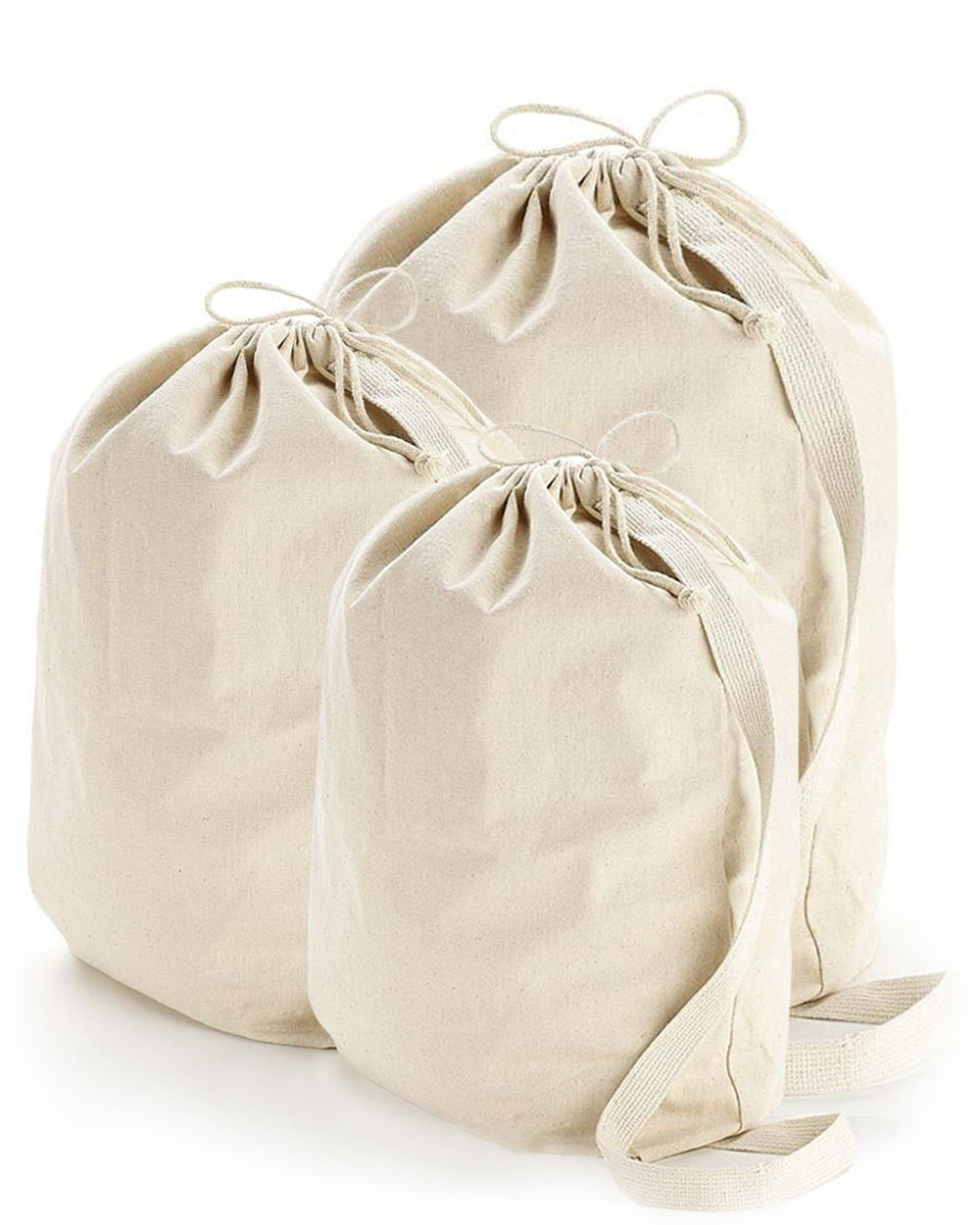 12 pc Heavy Canvas Laundry Bags W/Shoulder Strap (Small-Med-Large) - By Dozen