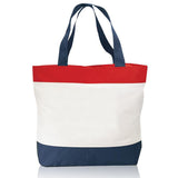 Tri-Color Deluxe Poly Zipper Beach Tote Bags