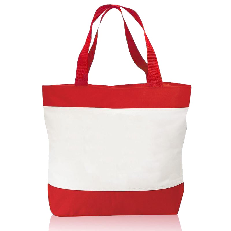 Closeout Tri-Color Deluxe Poly Zipper Beach Tote Bags