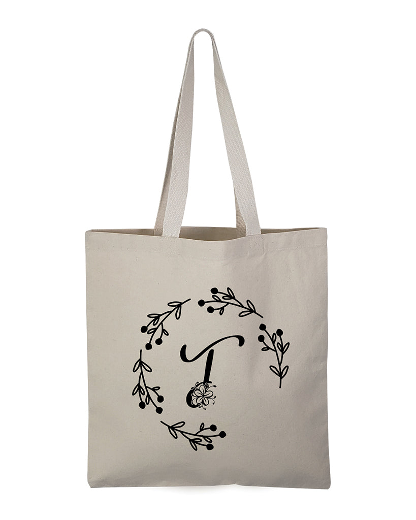 ''T'' Letter Initial Canvas Tote Bag - Initials Bags