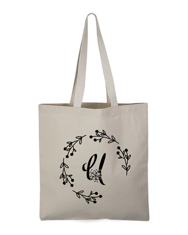 ''U'' Letter Initial Canvas Tote Bag - Initials Bags