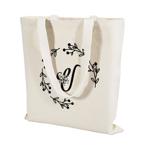 ''V'' Letter Initial Canvas Tote Bag - Initials Bags