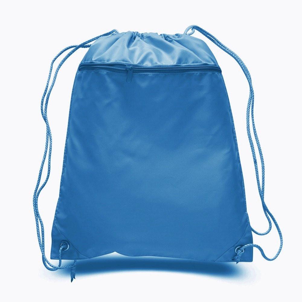 12 ct Promotional Polyester Drawstring Bags with Front Pocket - By Doz