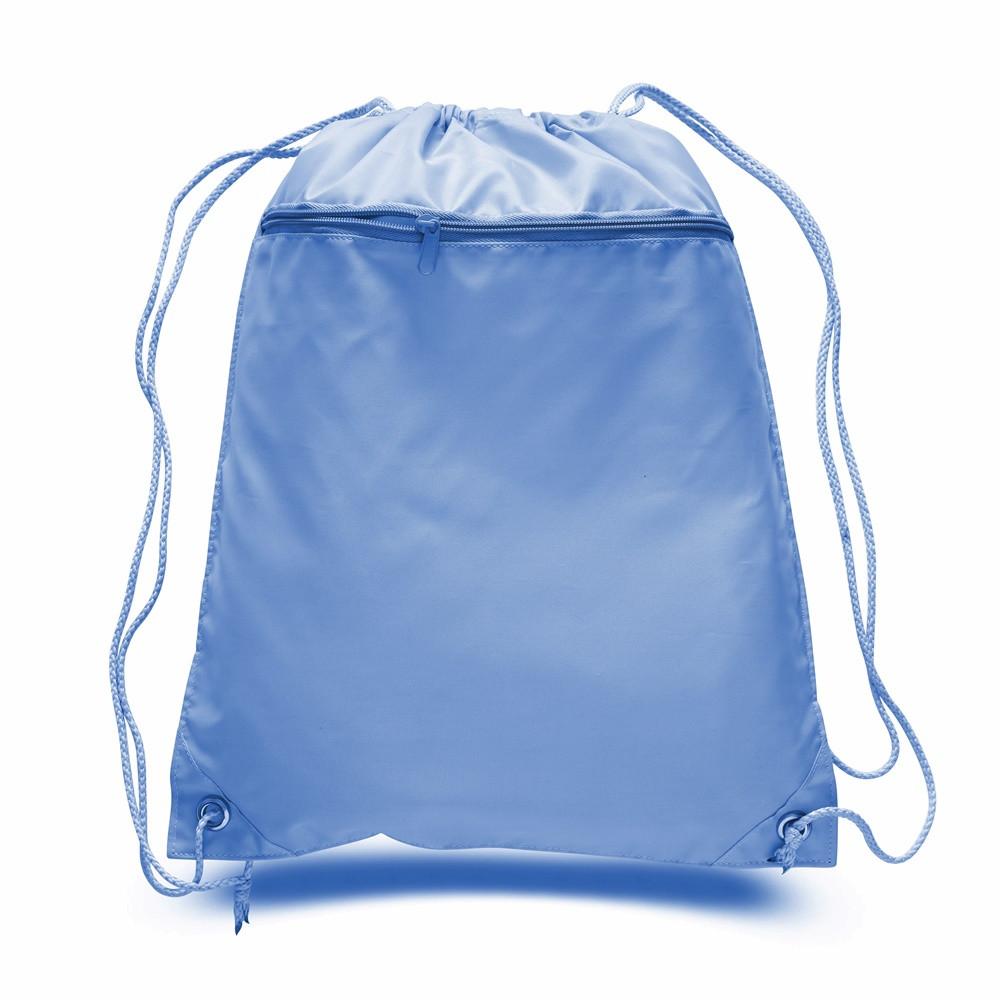 12 ct Promotional Polyester Drawstring Bags with Front Pocket - By Doz