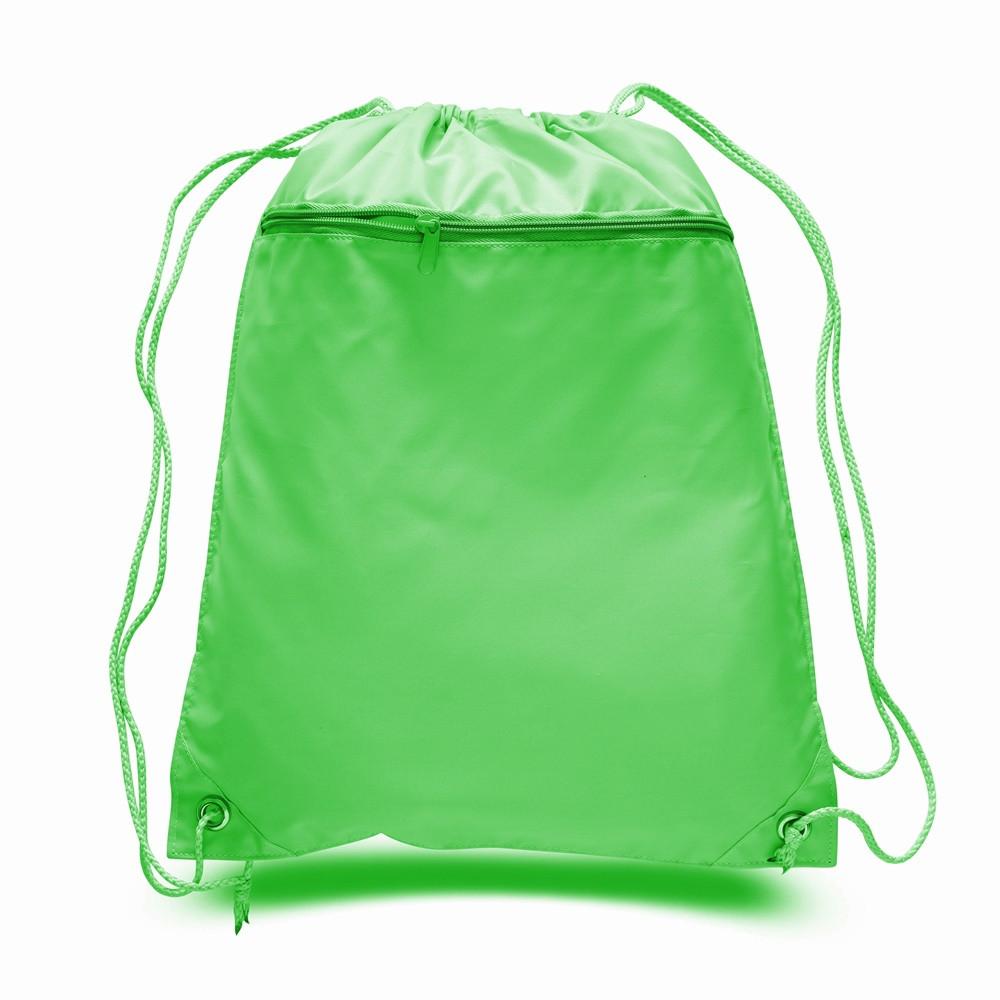 12 ct Promotional Polyester Drawstring Bags with Front Pocket - By Doz