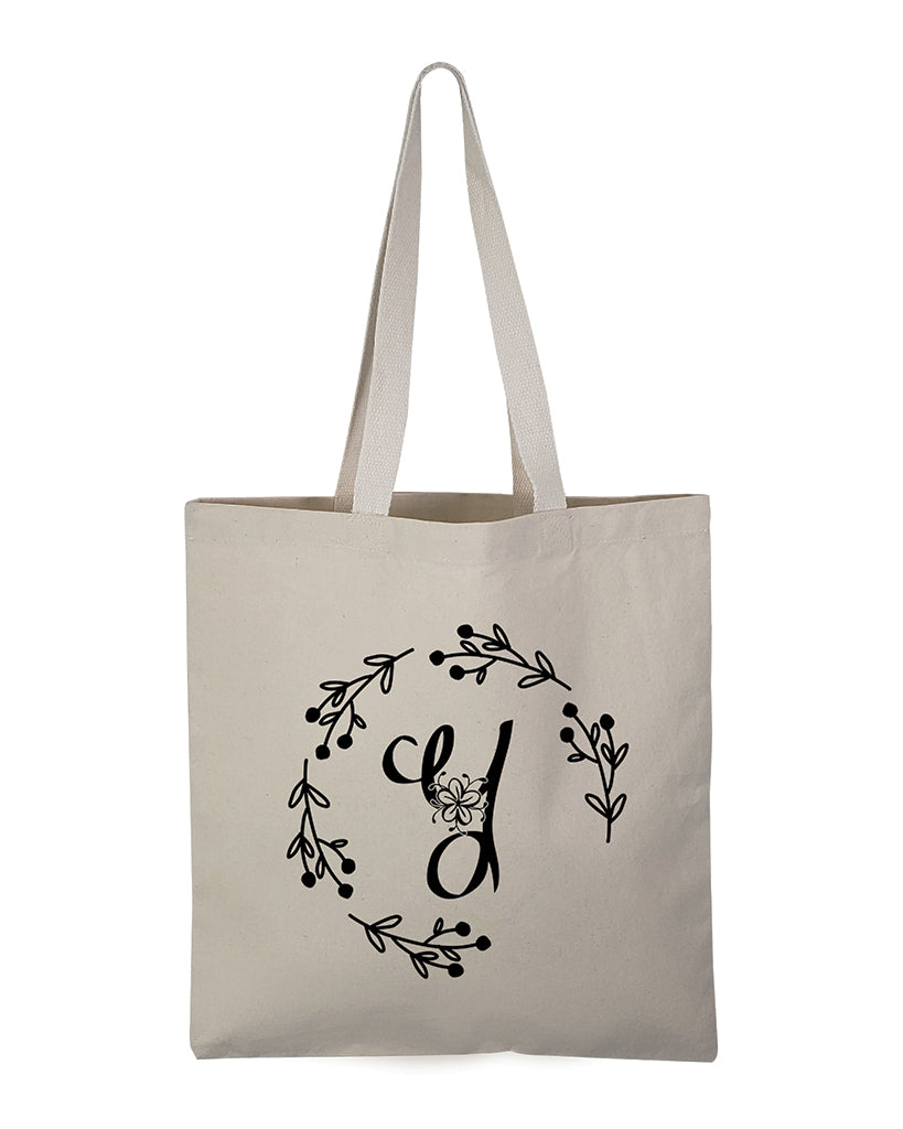 Y'' Letter Initial Canvas Tote Bag - Initials Bags - Logo Tote